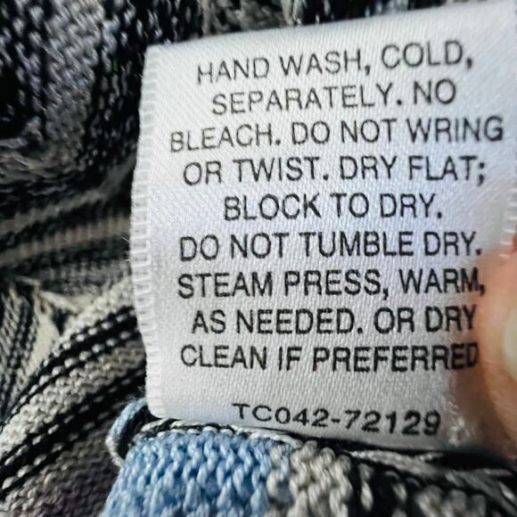 Pendleton Silk Cotton Chevron Knit Cardigan Gray Purple Blue V Neck Small - Picture 11 of 12